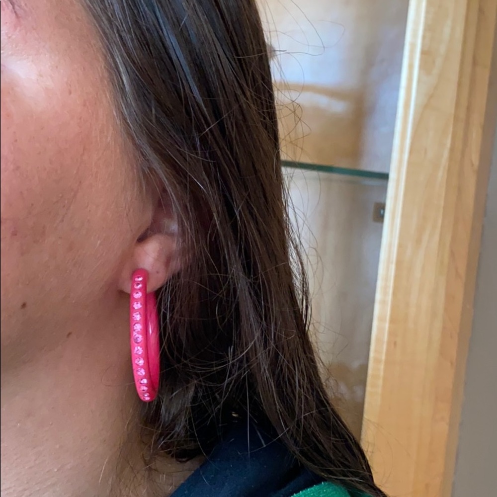 Pink Hoops with Mini Rhinestones - Picture 4 of 4